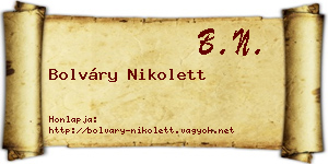 Bolváry Nikolett névjegykártya
